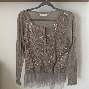 A’reve cardigan women size M in heathered brown.
